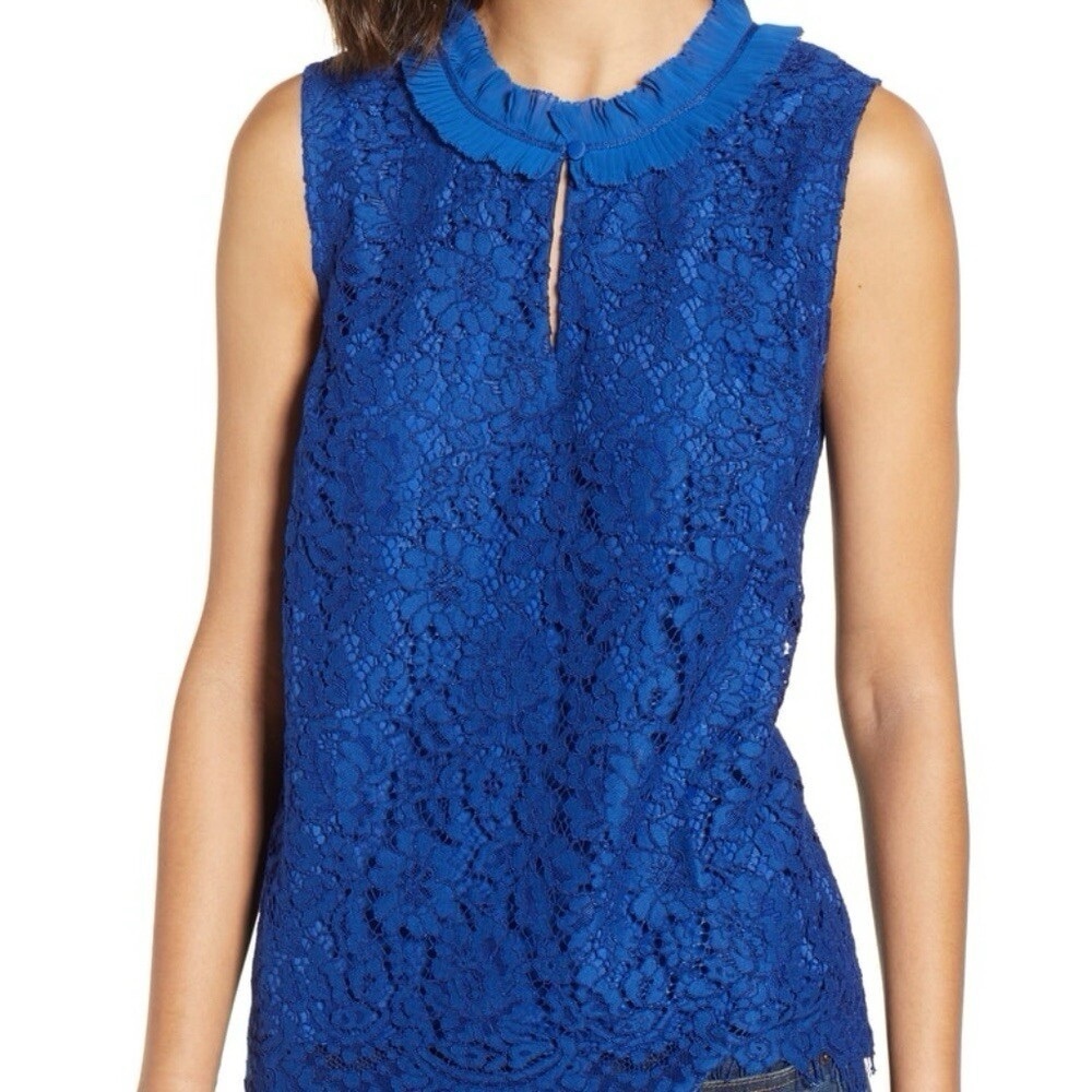 J. Crew Royal Blue Lace Blouse